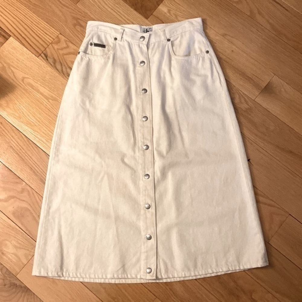 Calvin Klein vintage button down canvas cotton skirt, size 7/8, good condition